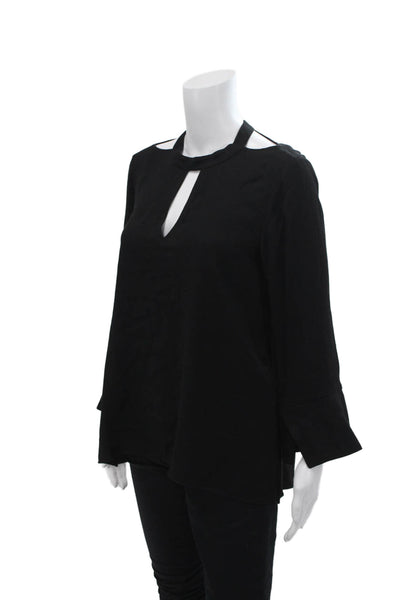 Alice And Trixie Womens Round Neck Long Sleeve Blouse Top Black Size S