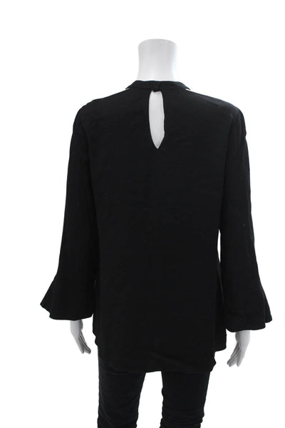 Alice And Trixie Womens Round Neck Long Sleeve Blouse Top Black Size S