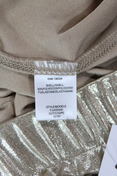 Halston Heritage Womens Elastic Waist Metallic High Rise Leggings Gold Size L
