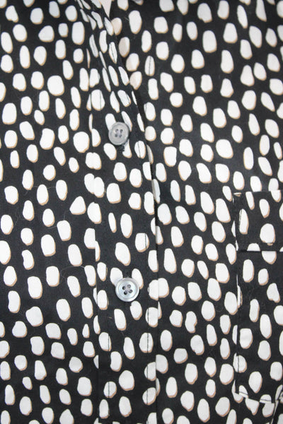 J Crew Womens Cotton Spotted Print Buttoned Long Sleeve Blouse Black Size S