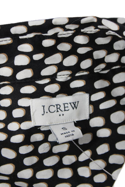 J Crew Womens Cotton Spotted Print Buttoned Long Sleeve Blouse Black Size S