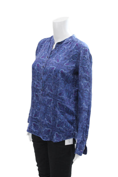 Equipment Femme Womens Silk Long Sleeved Paisley Print Top Blue Size XS