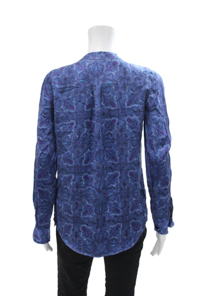 Equipment Femme Womens Silk Long Sleeved Paisley Print Top Blue Size XS