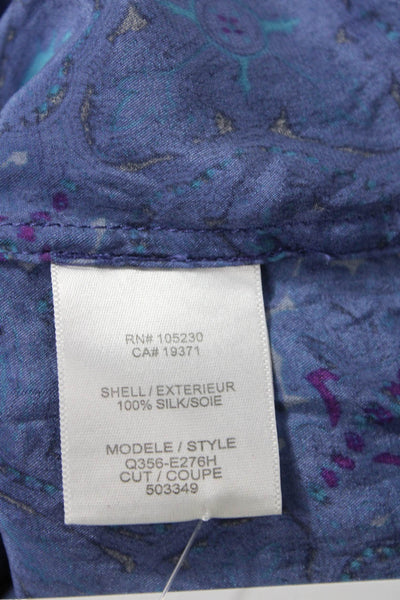 Equipment Femme Womens Silk Long Sleeved Paisley Print Top Blue Size XS