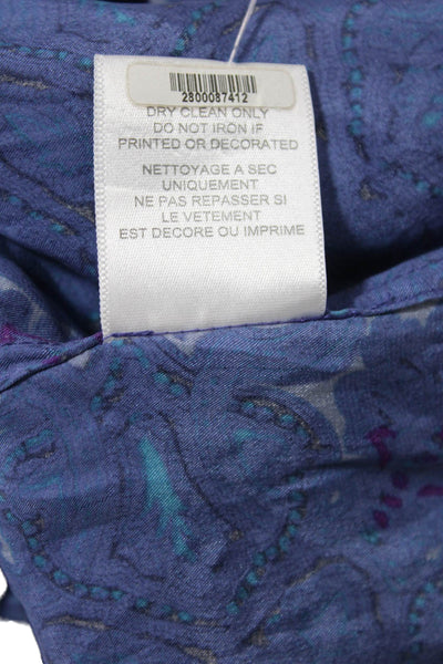 Equipment Femme Womens Silk Long Sleeved Paisley Print Top Blue Size XS