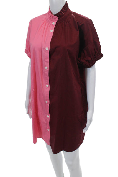 Crosby By Mollie Burch Womens Two-Toned Button Up Shirt Dress Pink Size S