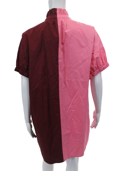Crosby By Mollie Burch Womens Two-Toned Button Up Shirt Dress Pink Size S