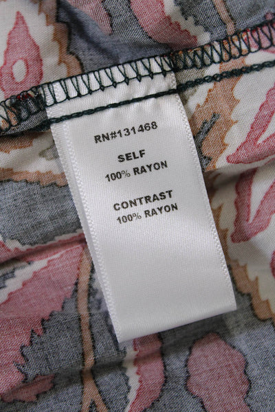 Avara Womens Floral Print Round Neck Long Sleeve Blouse Top Multicolor Size S
