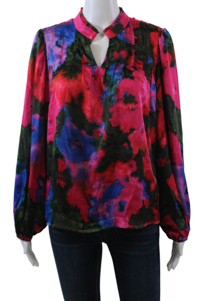 Crosby By Mollie Burch Womens Abstract Long Sleeve Blouse Top Multicolor Size S