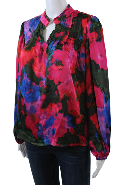 Crosby By Mollie Burch Womens Abstract Long Sleeve Blouse Top Multicolor Size S
