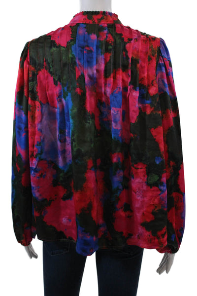 Crosby By Mollie Burch Womens Abstract Long Sleeve Blouse Top Multicolor Size S