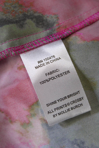 Crosby By Mollie Burch Womens Abstract Long Sleeve Blouse Top Multicolor Size S