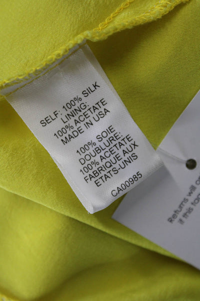 Nanette Lepore Womens Silk Babydoll V-Neck Short Sleeve Blouse Yellow Size 10
