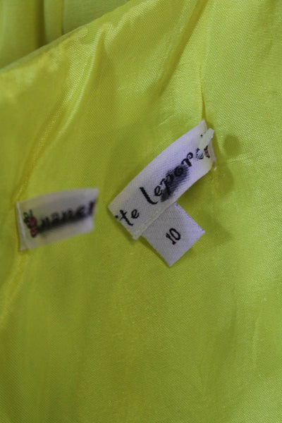 Nanette Lepore Womens Silk Babydoll V-Neck Short Sleeve Blouse Yellow Size 10