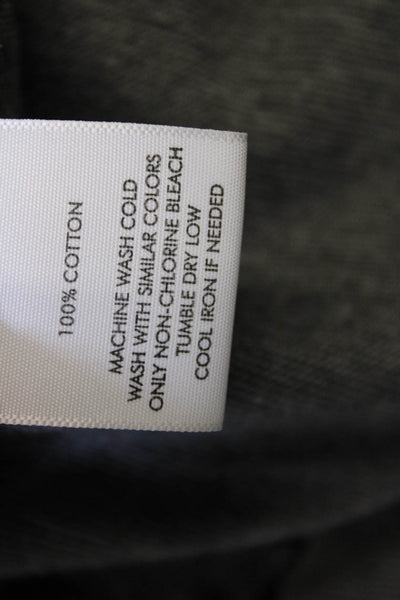 White + Warren Womens Short Sleeve Mock Neck Knit Shirt Gray Black Size Small