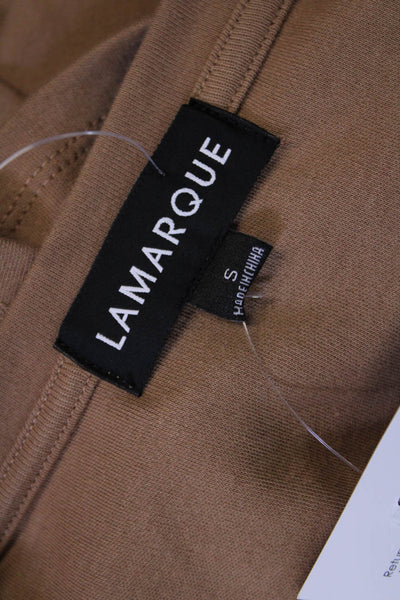 LaMarque Womens Short Sleeve V Neck Ruched Drawstring Shirt Brown Size Small