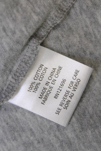 Demylee Womens 3/4 Sleeve Scoop Neck Pocket Shirt Gray Blue Cotton Size Small