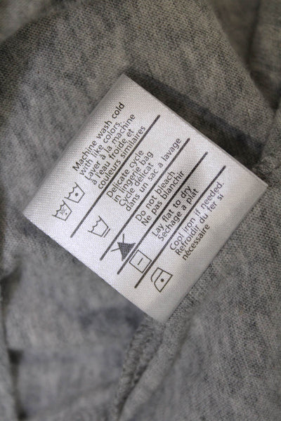 Demylee Womens 3/4 Sleeve Scoop Neck Pocket Shirt Gray Blue Cotton Size Small