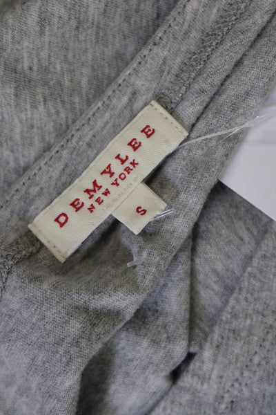 Demylee Womens 3/4 Sleeve Scoop Neck Pocket Shirt Gray Blue Cotton Size Small