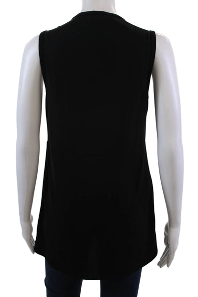 Fifteen Twenty Womens Sleeveless Crew Neck Fringe Knit Top Black Size XS
