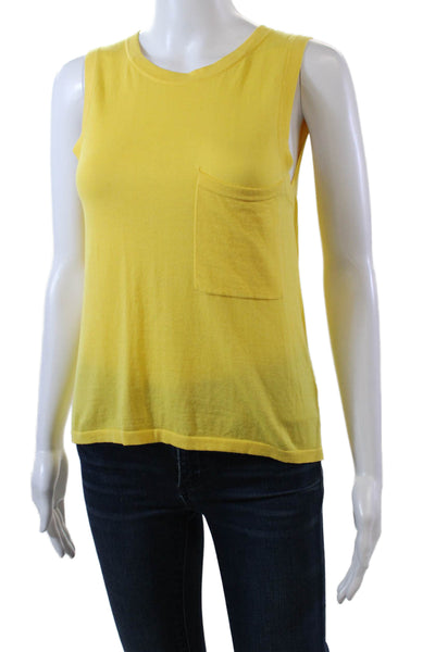 Cotton By Autumn Cashmere Womens Scoop Neck Knit Pocket Tank Top Yellow Size XS