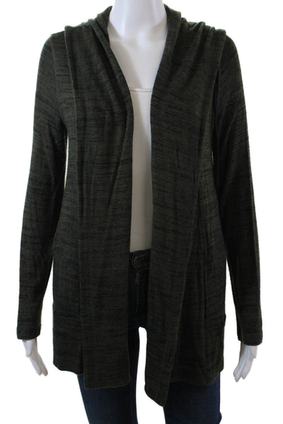 Splendid Womens Long Sleeve Open Front Hooded Cardigan Sweater Green Size Medium