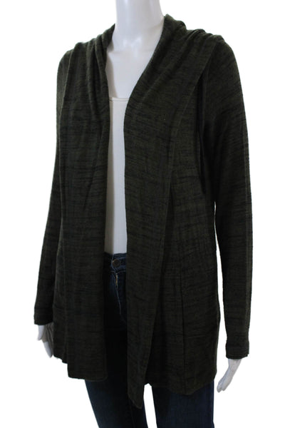 Splendid Womens Long Sleeve Open Front Hooded Cardigan Sweater Green Size Medium