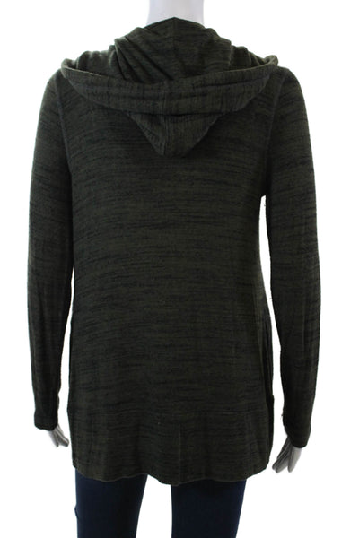 Splendid Womens Long Sleeve Open Front Hooded Cardigan Sweater Green Size Medium