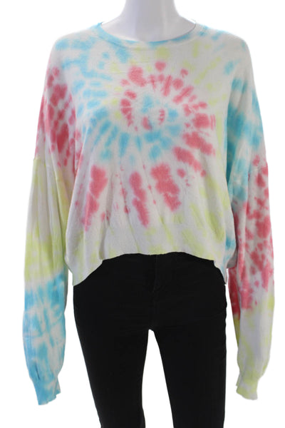 BLANKNYC Womens Tie Dye Print Long Sleeves Sweater Multi Colored Size Large