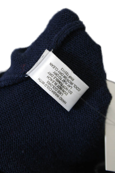 Lisa Todd Womens Stars Print Crew Neck Sweater Navy Blue Cotton Size Large