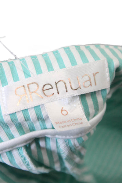 Renuar Womens Striped Zip Up Bermuda Shorts White Blue Cotton Size 6