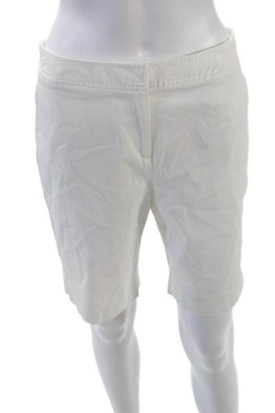 J. Mclaughlin Womens Mid Rise Zip Up Chino Shorts White Cotton Size 4