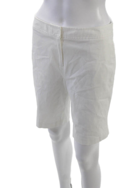 J. Mclaughlin Womens Mid Rise Zip Up Chino Shorts White Cotton Size 4