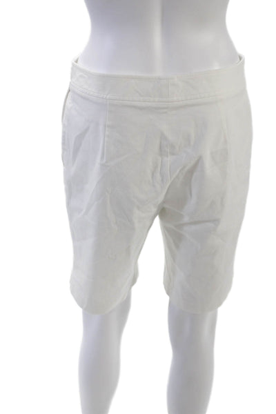 J. Mclaughlin Womens Mid Rise Zip Up Chino Shorts White Cotton Size 4
