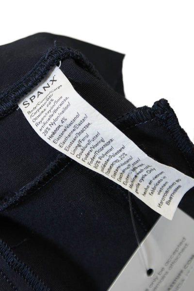 Spanx Womens Pull On High Rise Slim Leg Pants Dark Navy Blue Size Medium