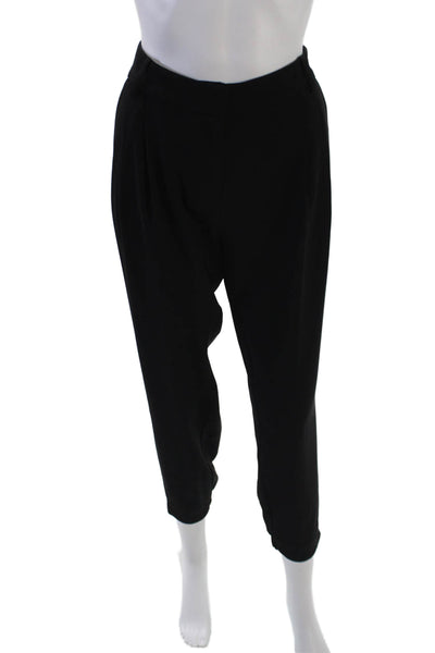 Parker Womens Zipper Fly High Rise Pleated Cropped Crepe Pants Black Size 6
