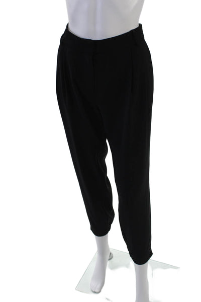 Parker Womens Zipper Fly High Rise Pleated Cropped Crepe Pants Black Size 6