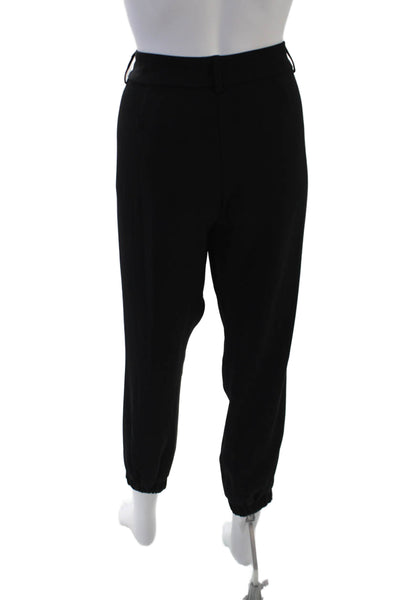 Parker Womens Zipper Fly High Rise Pleated Cropped Crepe Pants Black Size 6