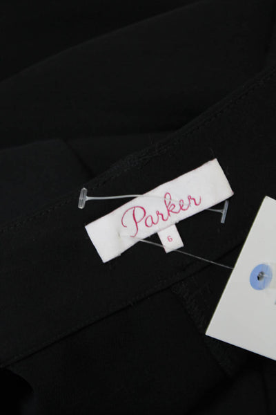 Parker Womens Zipper Fly High Rise Pleated Cropped Crepe Pants Black Size 6