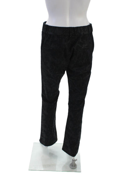 Flog Womens Elastic Waistband Snakeskin Printed Flare Pants Black Gray Size 28