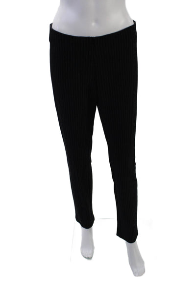 J Envie Womens Elastic Waistband High Rise Striped Knit Pants Black Size 6