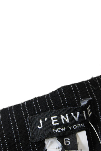 J Envie Womens Elastic Waistband High Rise Striped Knit Pants Black Size 6