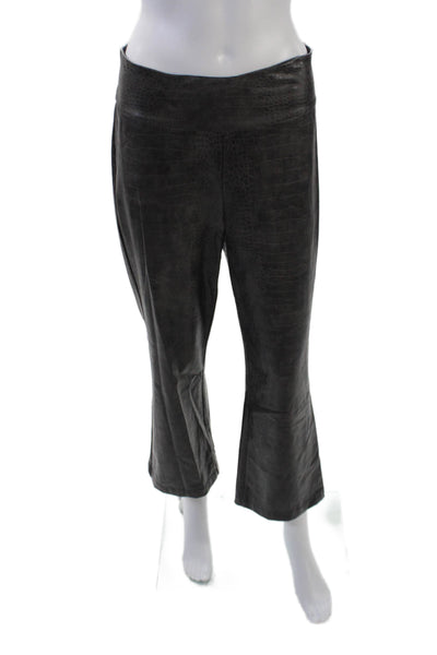 Lola And Sophie Womens High Rise Croc Embossed Faux Leather Pants Gray Size 6