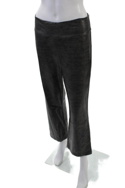 Lola And Sophie Womens High Rise Croc Embossed Faux Leather Pants Gray Size 6
