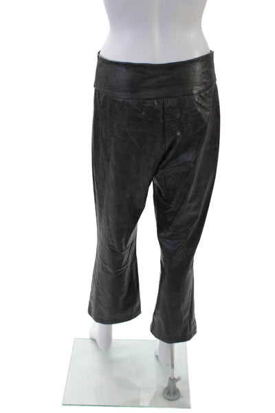 Lola And Sophie Womens High Rise Croc Embossed Faux Leather Pants Gray Size 6