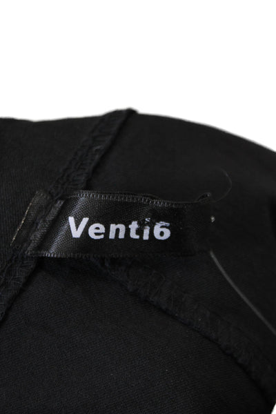Venti 6 Black Womens Square Neck Pocket Front Straight Overalls Black One Size