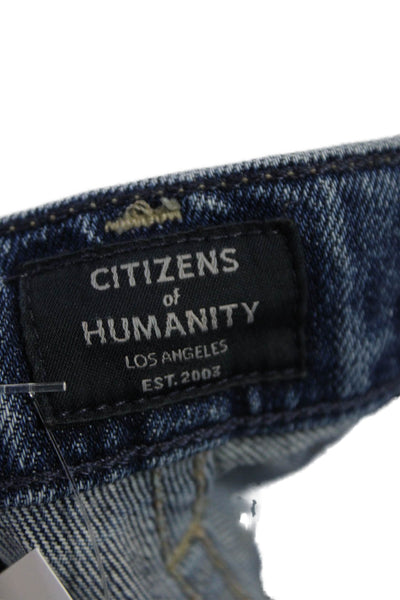 Citizens of Humanity Womens Cotton Zip Button Straight Leg Jeans Blue Size EUR 3