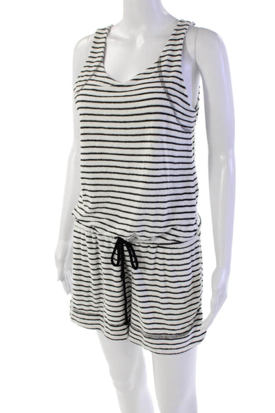 Michael Stars Womens Sleeveless Scoop Neck Striped Knit Romper White Size S