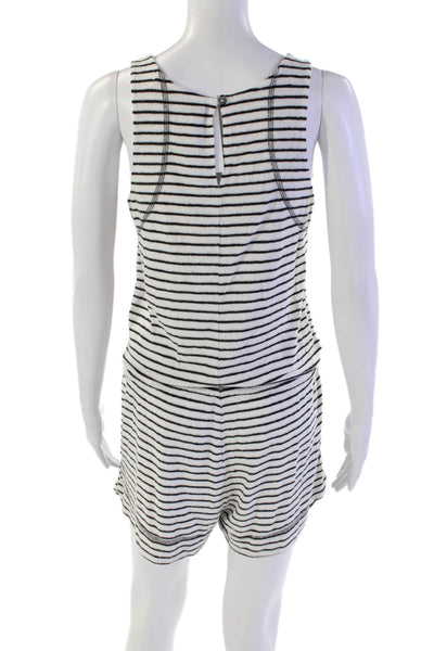 Michael Stars Womens Sleeveless Scoop Neck Striped Knit Romper White Size S