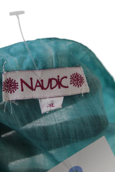 Naudic Womens Cotton Long Sleeve V-neck Long Ombre Dress Blue Size XL
